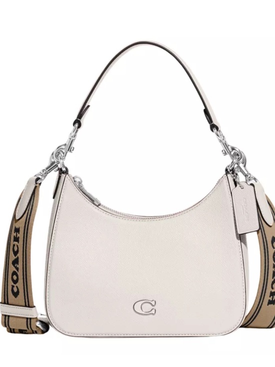 Coach Handbags - COACH Crossgrain leather small hobo crossbody bag - White NWT